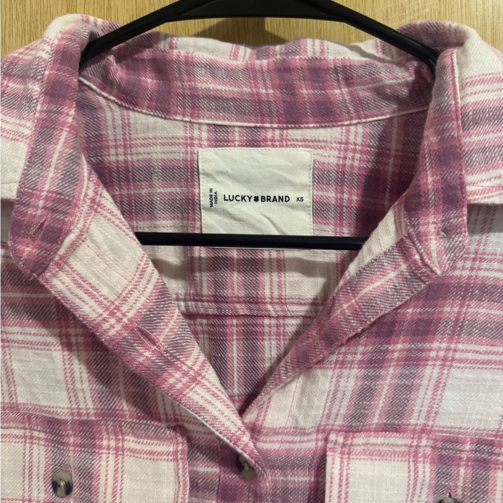 NWT Lucky Brand Women's Raw Edge Cropped Shirt - Picture 2 of 6